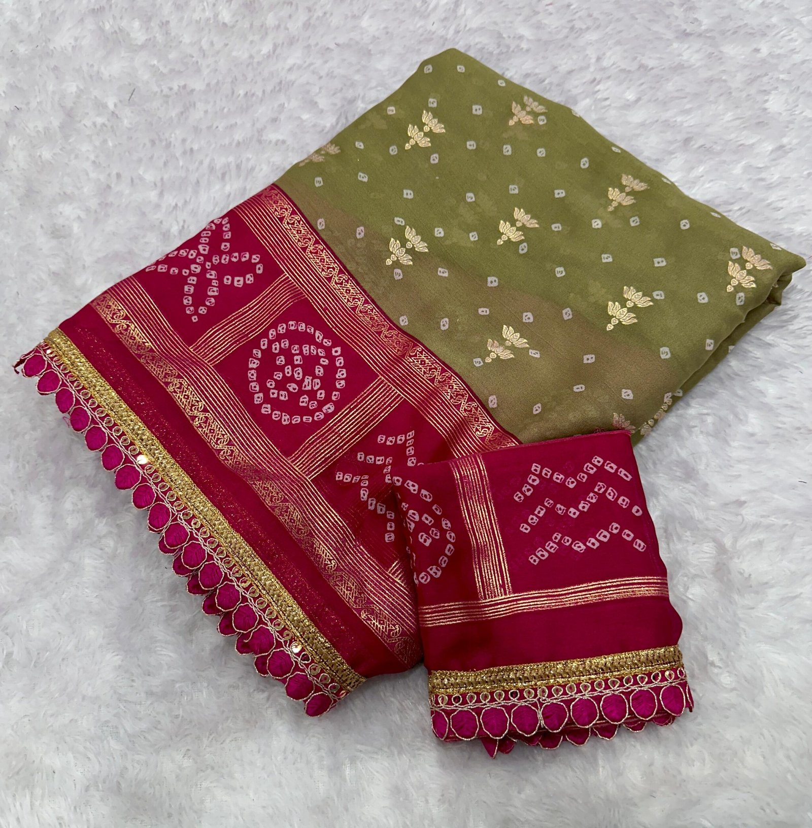 Elegant Foil Print Saree with Embroidery Lace Work – 5.5 Meter Soft Saree - Image 2