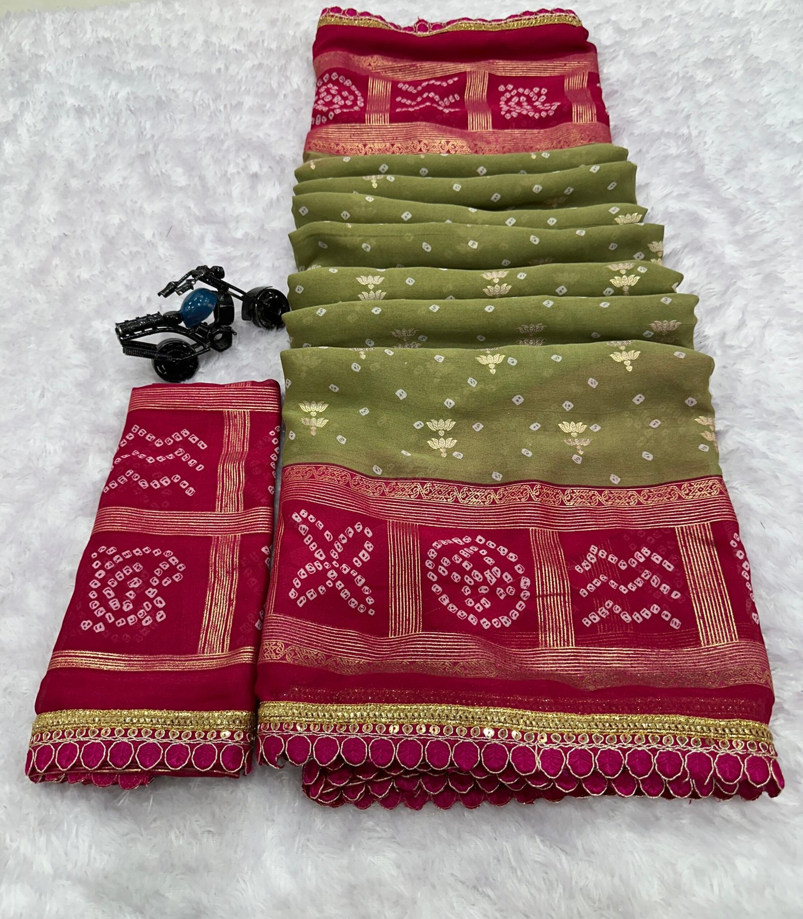 Elegant Foil Print Saree with Embroidery Lace Work – 5.5 Meter Soft Saree - Image 4