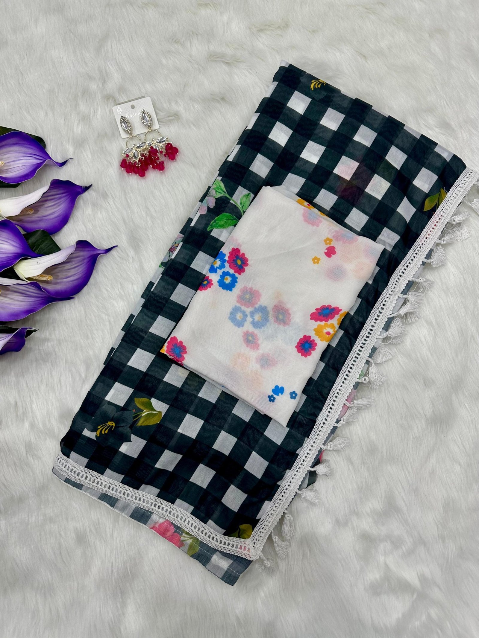 Pure Mal Cotton Saree with Digital Print & Lace Border for Summer Wear - Image 12