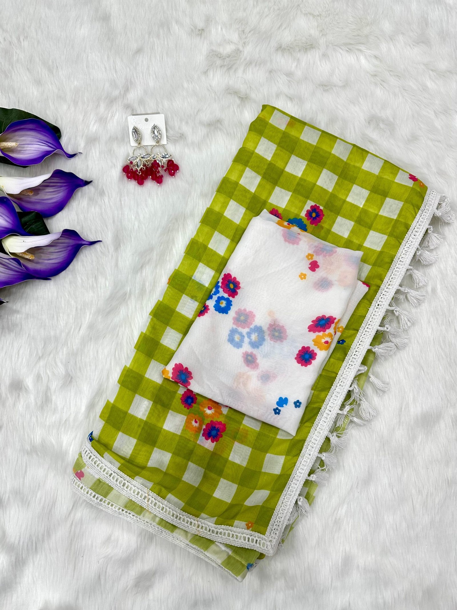 Pure Mal Cotton Saree with Digital Print & Lace Border for Summer Wear - Image 14