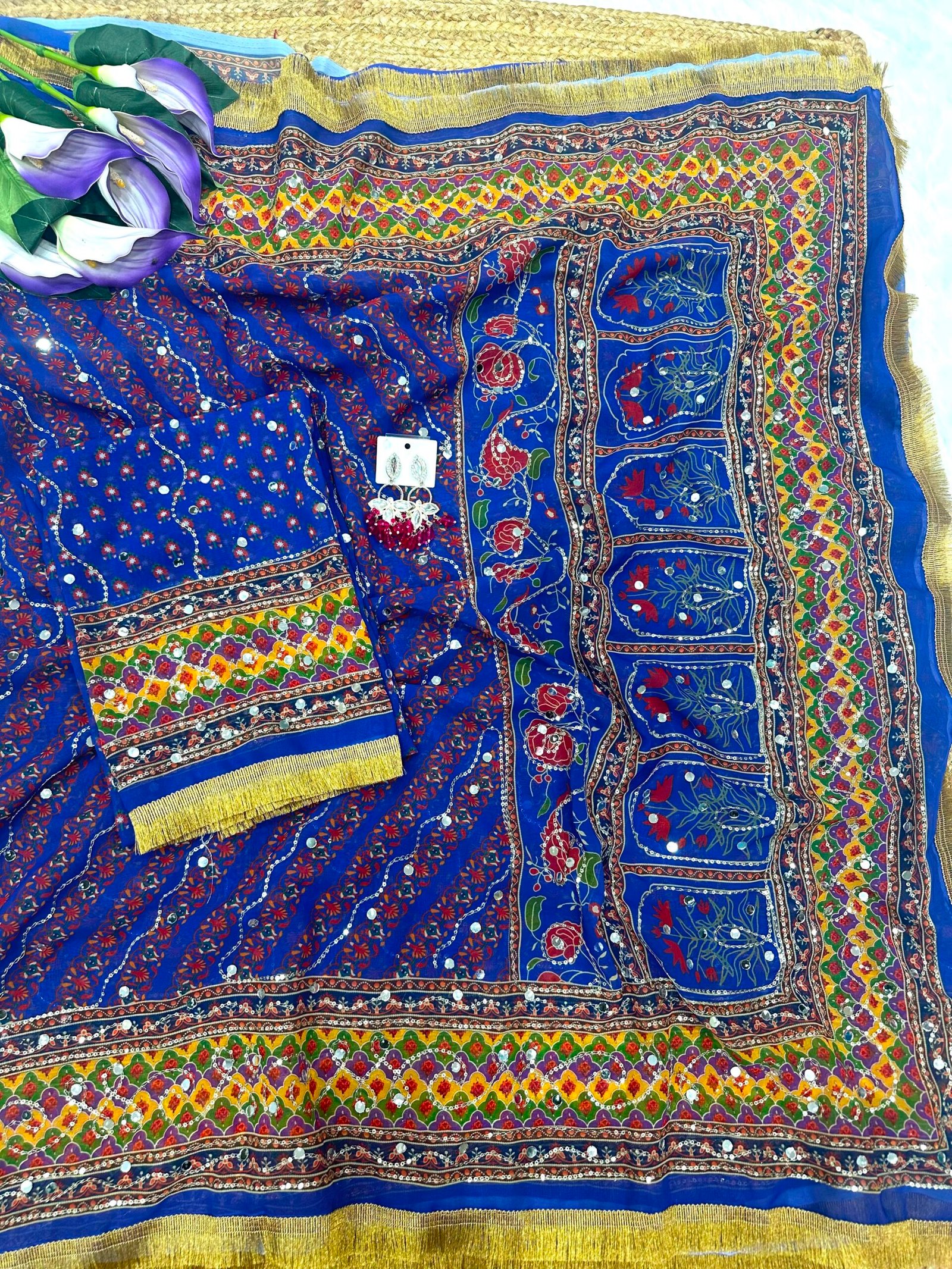 Georgette Mirror Work Saree - Image 6