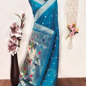 Traditional Paithani Pure Soft Khadi Raw Silk Saree with Meena Weaving
