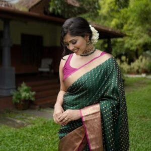 Soft Lichi Silk Saree with Rich Pallu & All-Over Jacquard Work