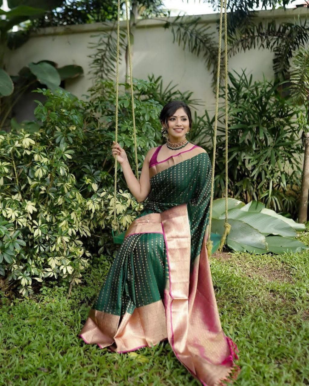 Soft Lichi Silk Saree with Rich Pallu & All-Over Jacquard Work - Image 6