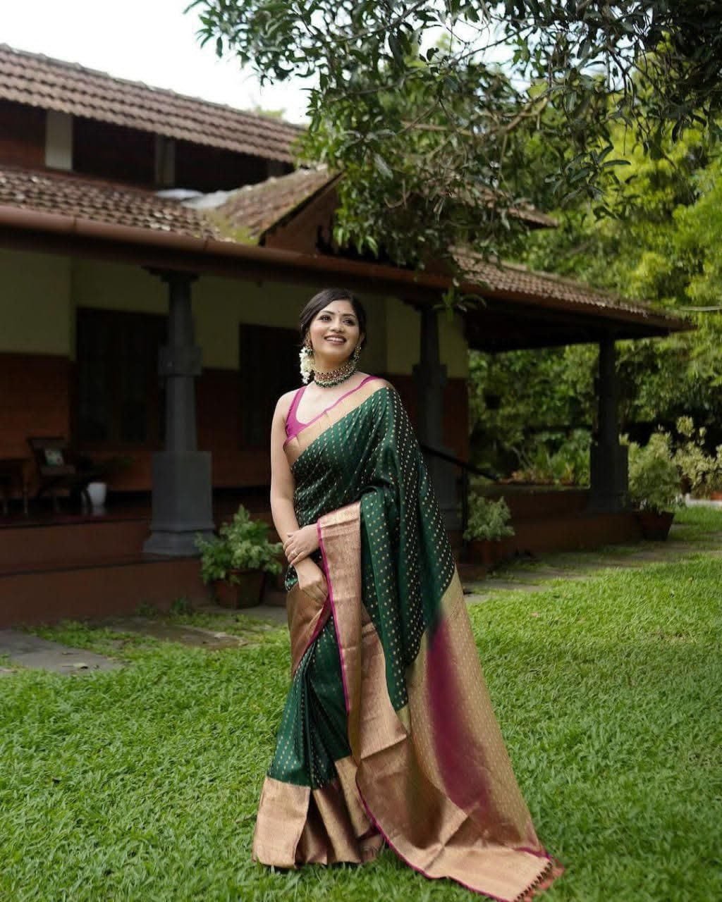 Soft Lichi Silk Saree with Rich Pallu & All-Over Jacquard Work - Image 8