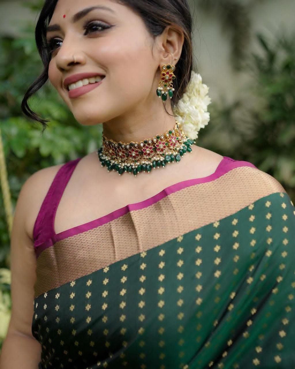 Soft Lichi Silk Saree with Rich Pallu & All-Over Jacquard Work - Image 9