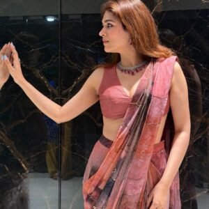 Soft Tebi Silk Digital Print Saree with  Satin Blouse