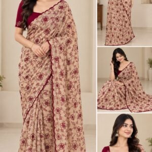Elegant Chinon Silk Fancy Saree with Multi-Thread Work & Silk Work Blouse