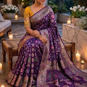Premium Soft Silk Patola Design Saree with Embellished Blouse
