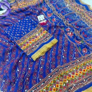 Georgette Mirror Work Saree